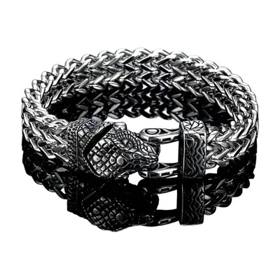 Viking Wolf Head Chain Bracelet, 316L Stainless Steel