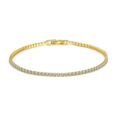 Bracciale Tennis Geometrico con Zirconia, Acciaio Inossidabile
