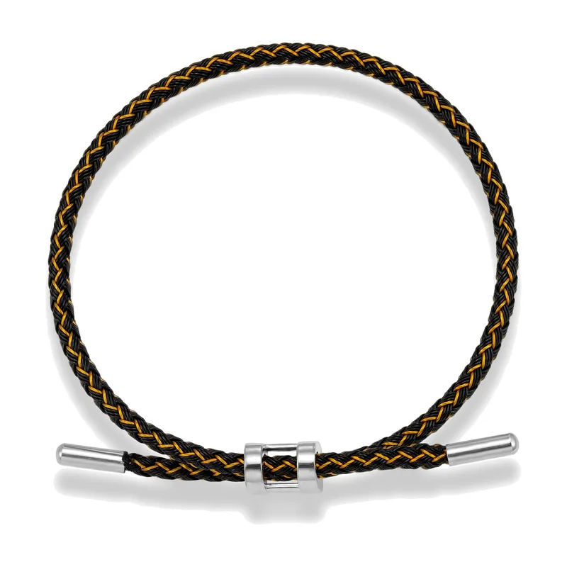 Pulsera de Cordón Trenzado Multicolor, Acero Inoxidable