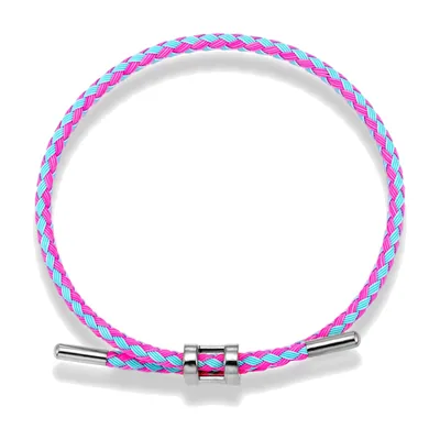 Multi-Coloured Braided Cord Bracelet, 316L Stainless Steel