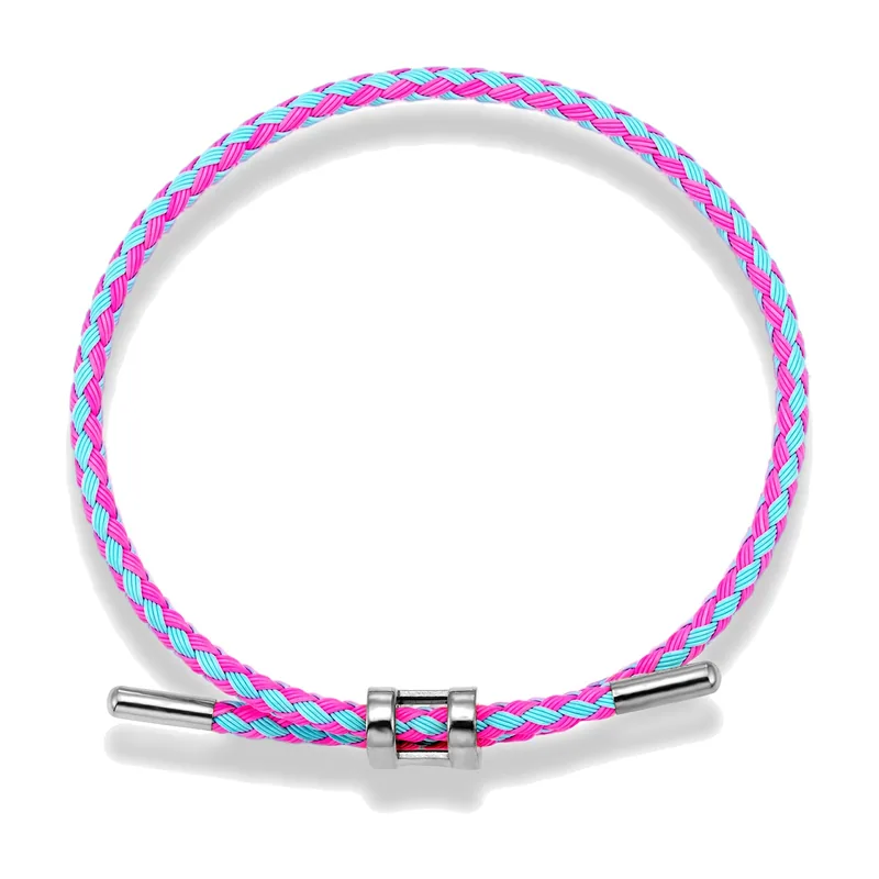 Bracelet en Corde Tressée Multicolore, Acier Inoxydable 316L