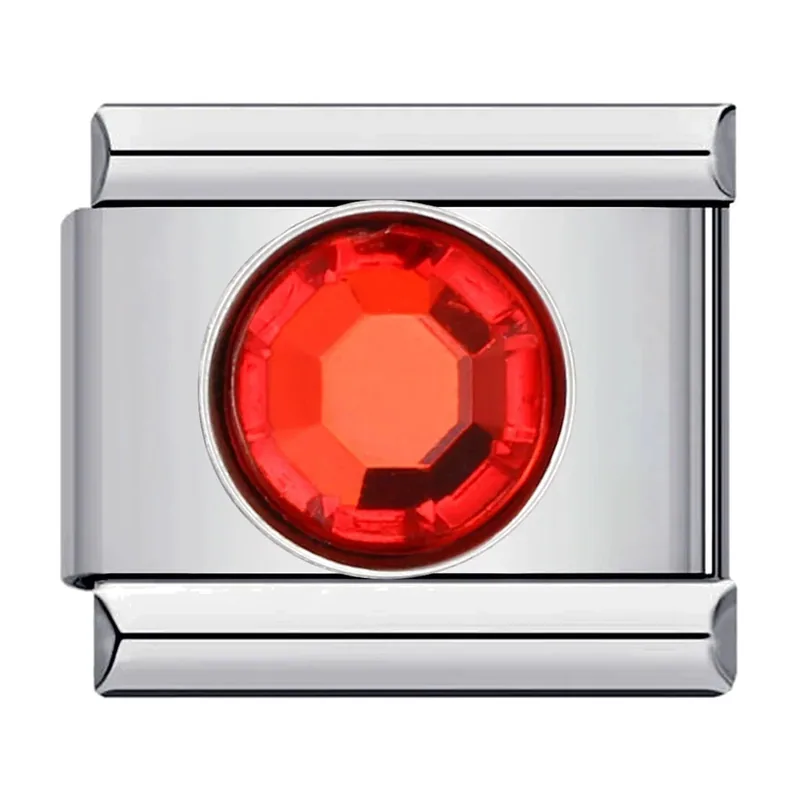 Herren Gliederkette mit rotem Stein, 316L Edelstahl