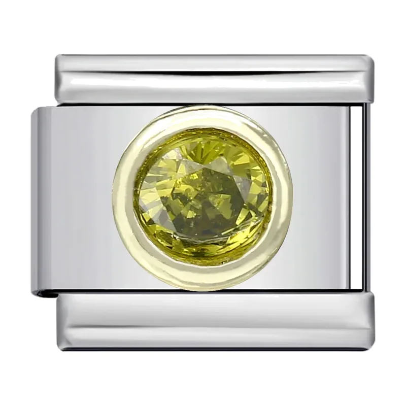 Gliederkette im italienischen Stil mit gelbem Stein, Edelstahl