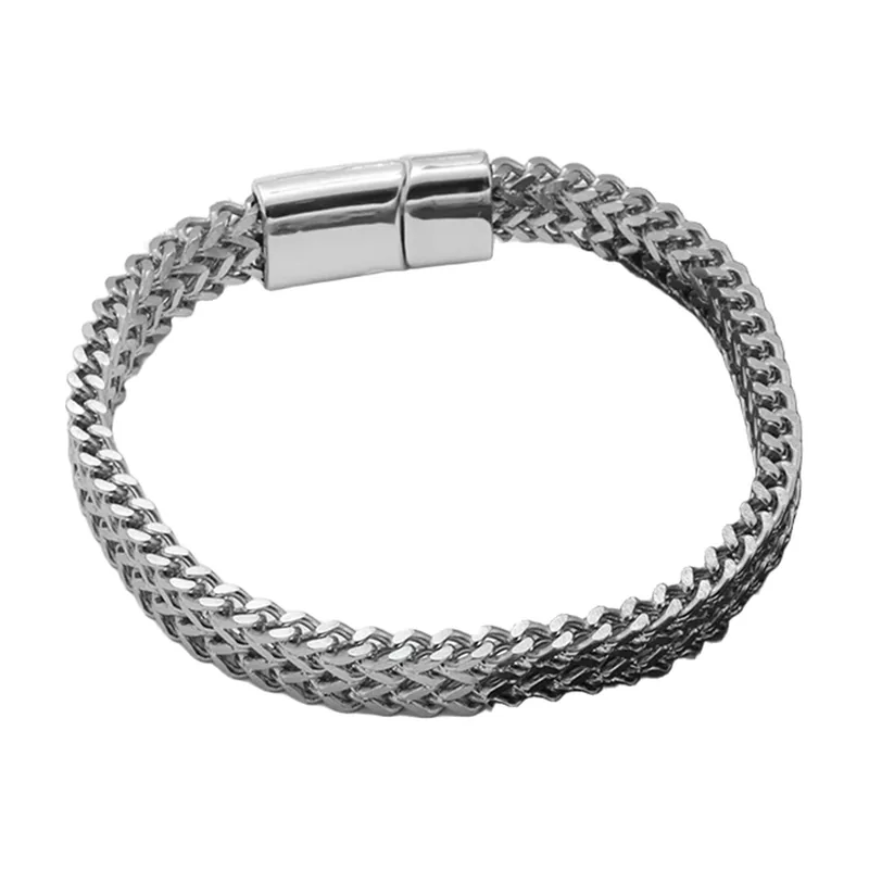 Pulsera de Cadena Franco con Cierre Magnético, Acero Inoxidable