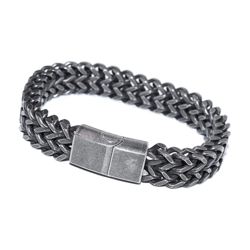 Franco Link Chain Bracelet with Magnetic Clasp, Stainless Steel