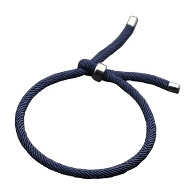 Bracciale in Corda Minimalista con Dettaglio in Acciaio Inossidabile