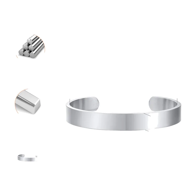 Bracciale Aperto a Cuff, Acciaio Inossidabile Lucidato