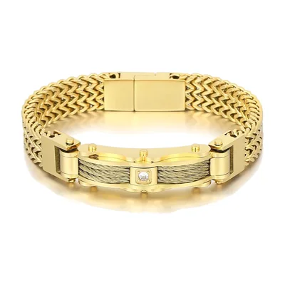Herrenarmband mit quadratischen Gliedern und Kabel-Motiv, Edelstahl