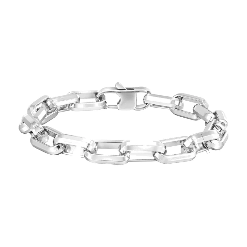 Rectangular Link Chain Bracelet, 316L Stainless Steel