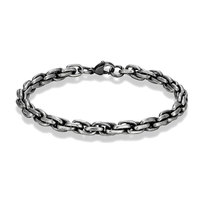 Bracciale a Catena Cuban Link Nero Ossidato, Acciaio Inossidabile