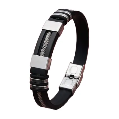 Bracelet en silicone et acier inoxydable 316L avec maille