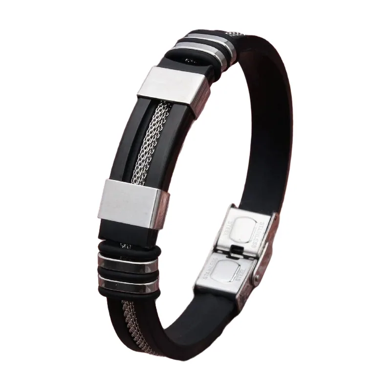 Bracelet en silicone et acier inoxydable 316L avec maille