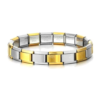 Pulsera de Eslabones Modulares Bicolor, Acero Inoxidable 316L