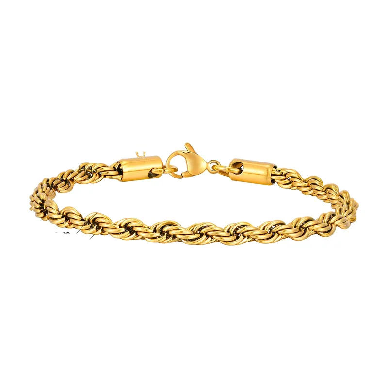 Pulsera de Cadena Torcida, Acero Inoxidable 316L