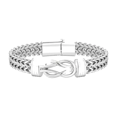 Foxtail Chain Bracelet with Infinity Knot, Stainless Steel