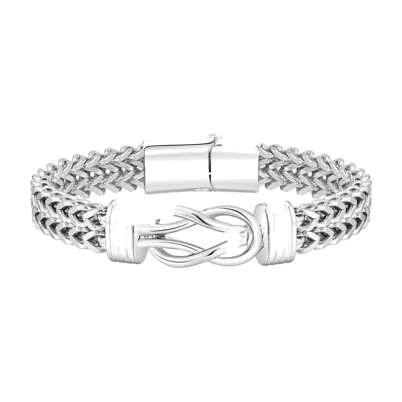 Foxtail Chain Bracelet with Infinity Knot, Stainless Steel