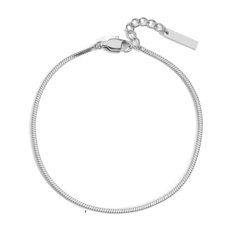 Square Link Chain Bracelet with ID Tag, Stainless Steel