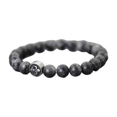 Bracciale di Perle con Ciondolo Fleur-de-Lis, Acciaio Inossidabile 316L