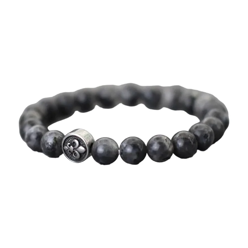 Perlenarmband mit Fleur-de-Lis Anhänger, 316L Edelstahl