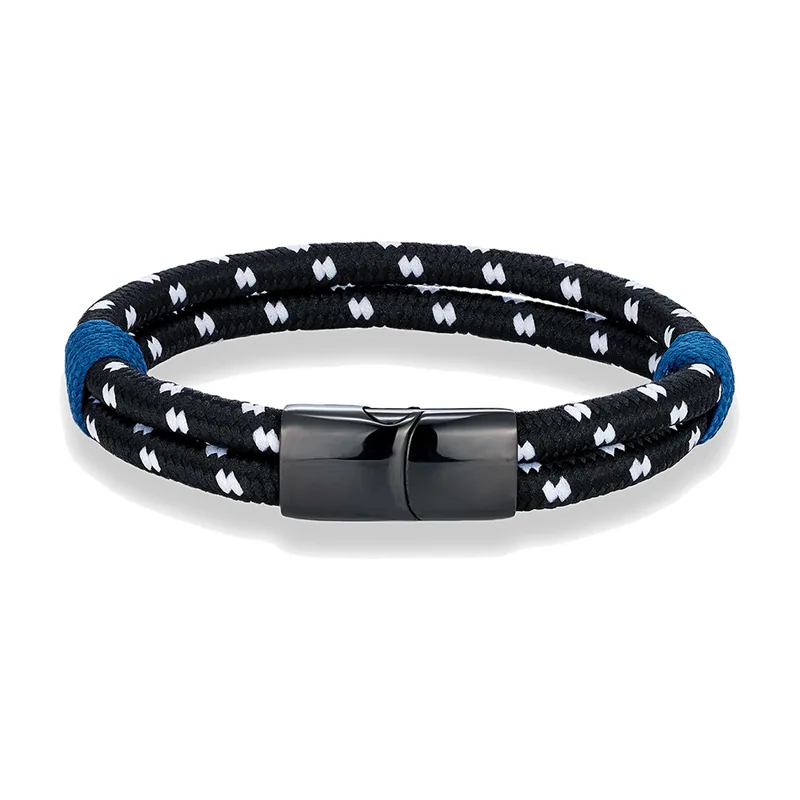 Double Layer Nautical Cord Bracelet, 316L Stainless Steel