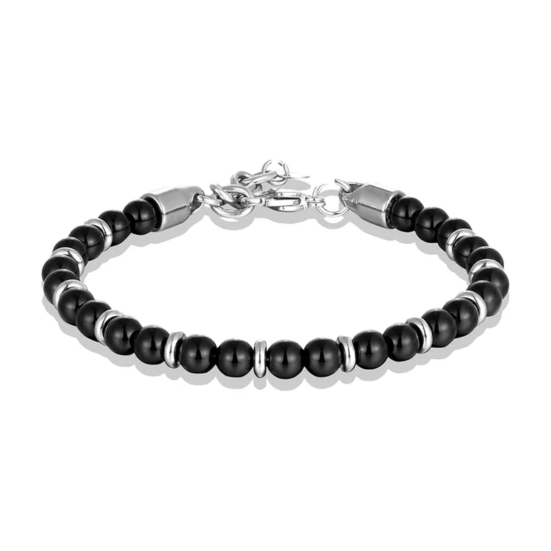 Bracciale in perle di occhio di tigre e acciaio inossidabile