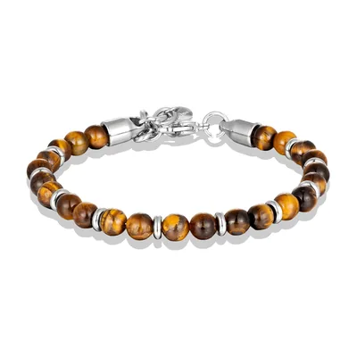 Pulsera de cuentas de ojo de tigre y acero inoxidable