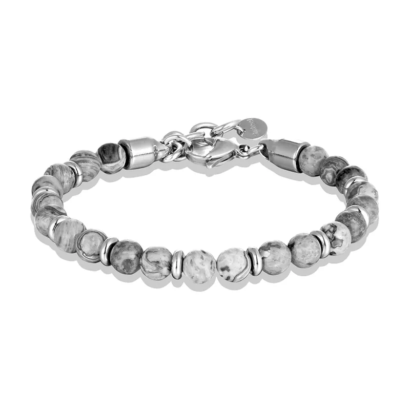 Pulsera de cuentas de ojo de tigre con cadena de acero inoxidable 316L