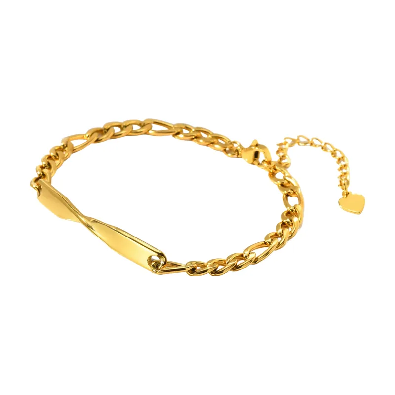 Pulsera de Cadena Mobius con Dije de Corazón, Acero Inoxidable