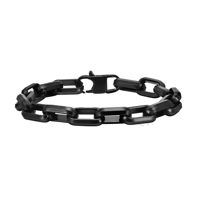 Rectangular Link Curb Chain Bracelet, 316L Stainless Steel