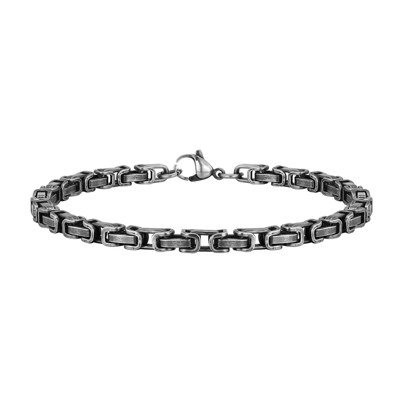 Bracelet Chaîne Byzantine, Acier Inoxydable Effet Antique