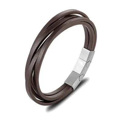 Pulsera Wrap de Cuero Trenzado con Cierre Magnético, Acero Inoxidable