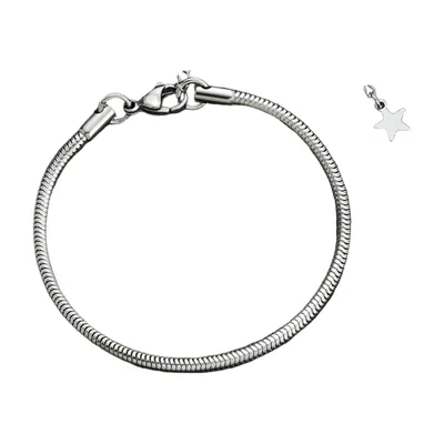 Schlangenketten-Armband mit Stern-Anhänger, Edelstahl