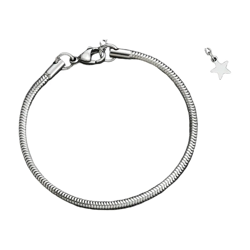 Bracciale a Catena Snake con Ciondolo Stella, Acciaio Inossidabile
