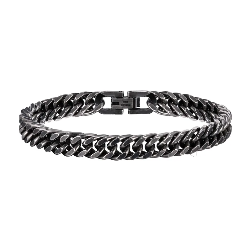 Bracciale a Maglie Cubane, Acciaio Inox 316L