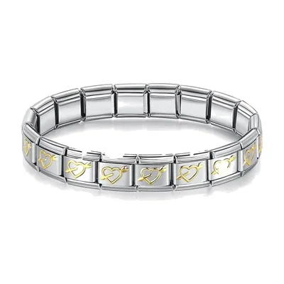 Bracelet à Maillons Cœur et Flèche, Acier Inoxydable