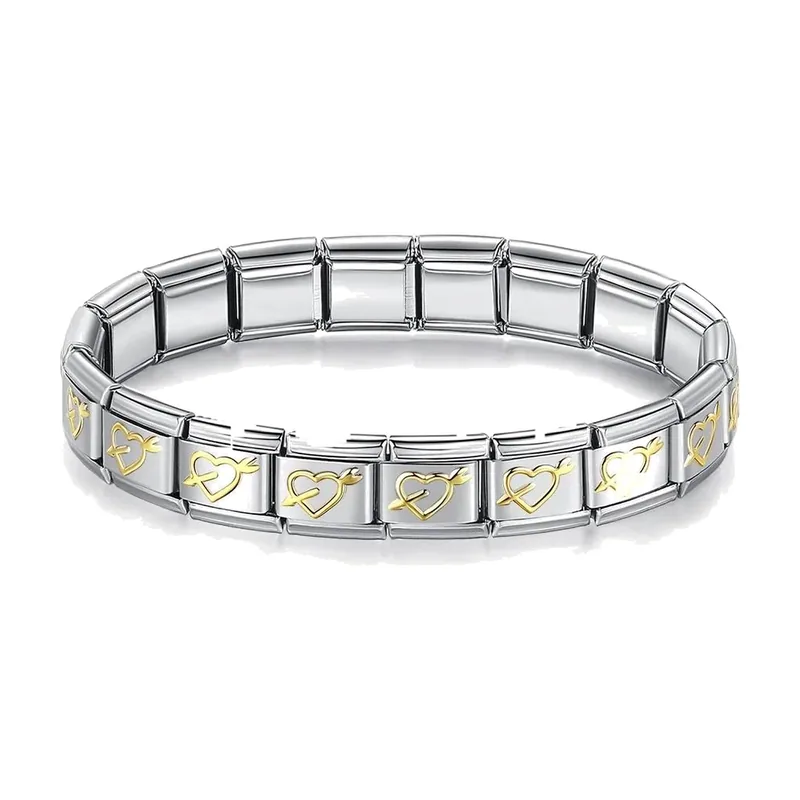 Bracelet à Maillons Cœur et Flèche, Acier Inoxydable