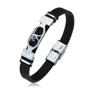Bracelet Constellation du Zodiaque, Cuir et Acier Inoxydable