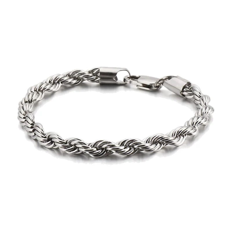 Rope Chain Bracelet, 316L Stainless Steel