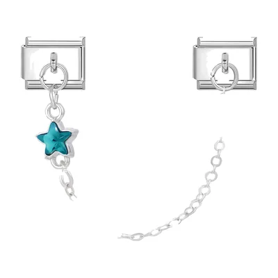 Stainless Steel Link Bracelet with Evil Eye Star Charm