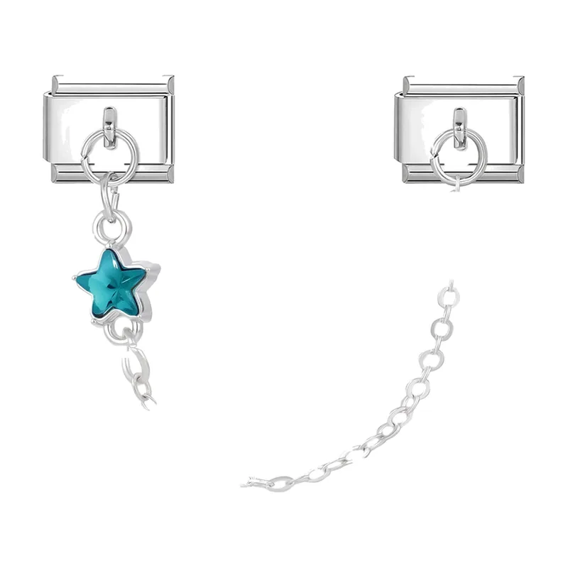 Stainless Steel Link Bracelet with Evil Eye Star Charm