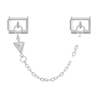Link Chain Bracelet with Triangle Charm, Stainless Steel