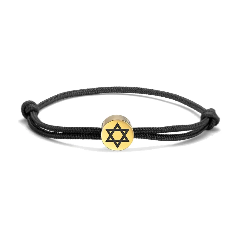 Pulsera de Cordón Estrella de David, Acero Inoxidable 316L