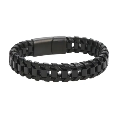 Bracelet en cuir tressé avec fermoir en acier inoxydable