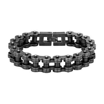 Bracciale a Catena da Moto Vintage, Acciaio Inox Nero