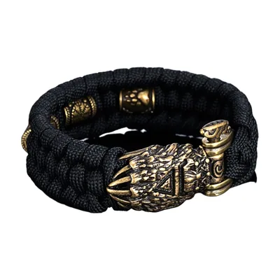 Pulsera Vikinga de Garra de Oso con Runas, Paracord