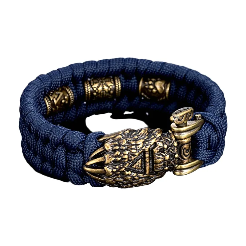 Bracelet Viking Griffe d'Ours avec Runes, Paracorde Tressée