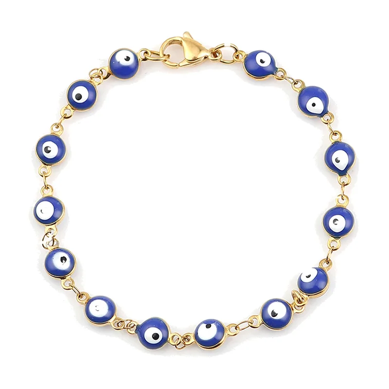 Evil Eye Link Bracelet, Gold-Tone Stainless Steel