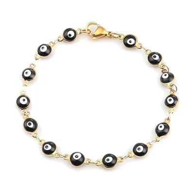 Bracciale a Maglie Malocchio, Acciaio Inossidabile Dorato