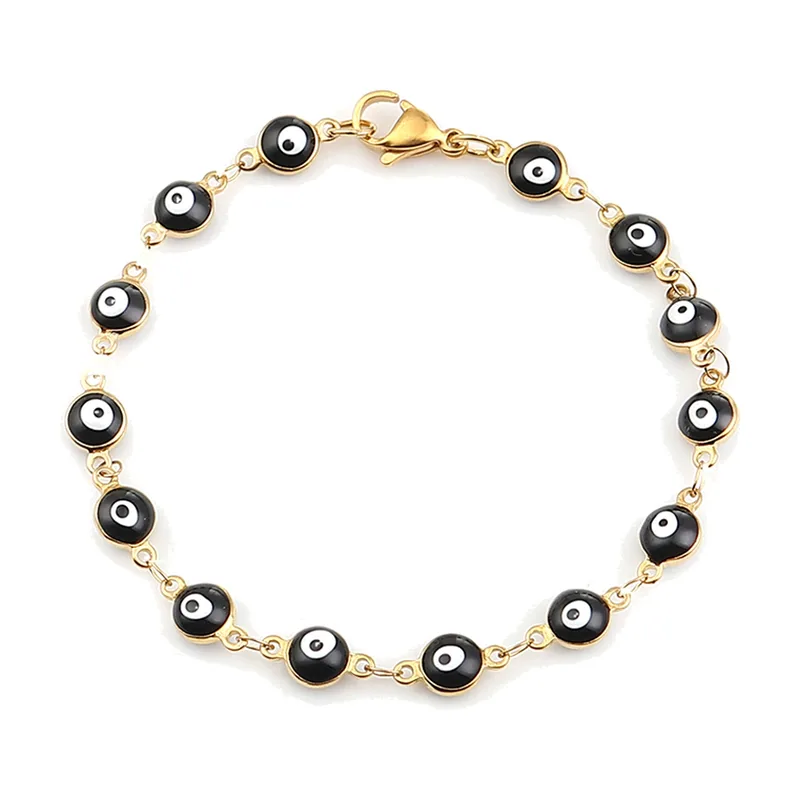 Bracelet Maillons Œil Protecteur, Acier Inoxydable Doré