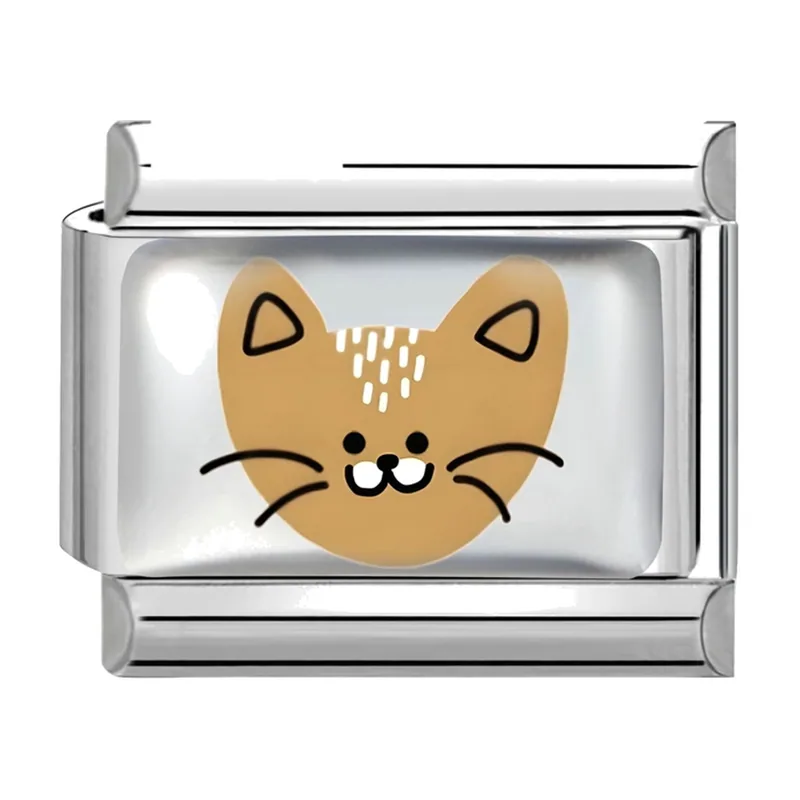 Bracelet à Maillons avec Motif Chat, Acier Inoxydable